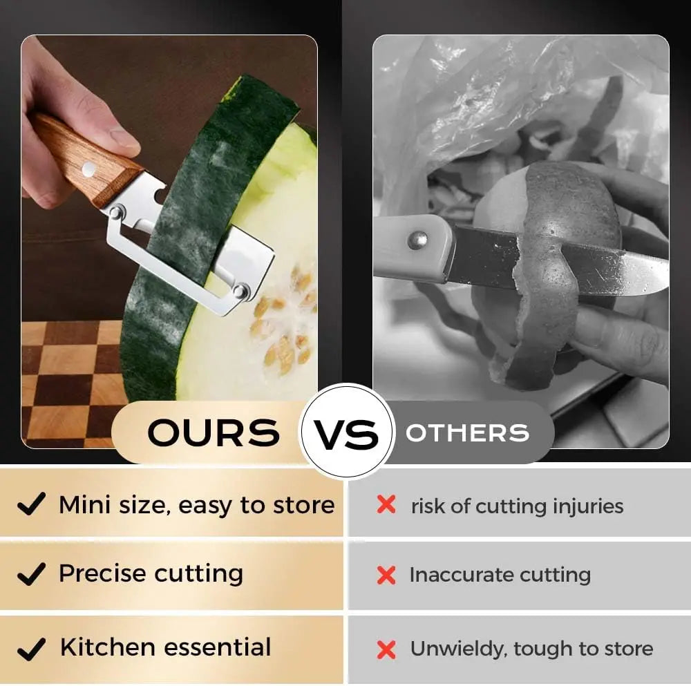 3-in-1 Wood Handle Peeler | Ultra-Sharp Blade + Shredder + Bottle Opener