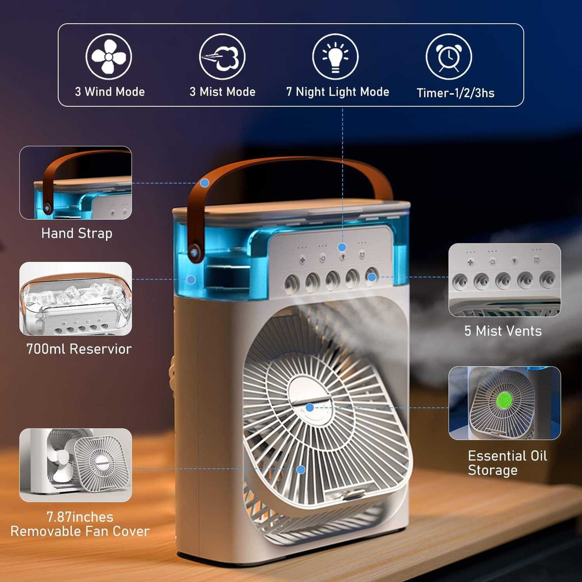 Mini Portable Air Conditioner USB Fan With Mist Water Spray – Portable Cooling Fan for Office, Kitchen & Home - Link Lift Shop