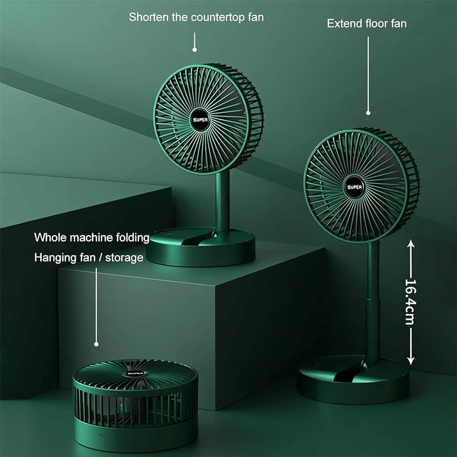 Rechargeable – Portable Telescopic Folding Fan Table Desk Fan | 3 Speeds Adjustable Height Fan - Link Lift Shop