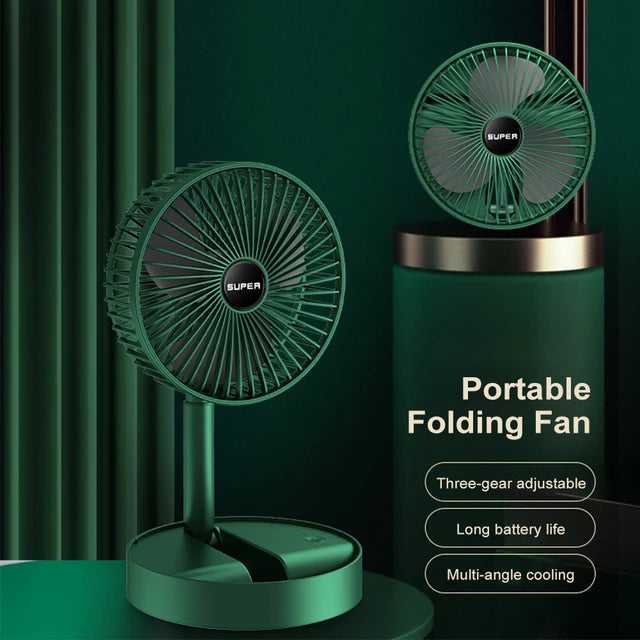 Rechargeable – Portable Telescopic Folding Fan Table Desk Fan | 3 Speeds Adjustable Height Fan - Link Lift Shop
