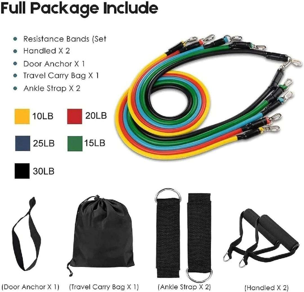 11 Pieces Power Resistance Band Set - For Men And Women - Link Lift Shop