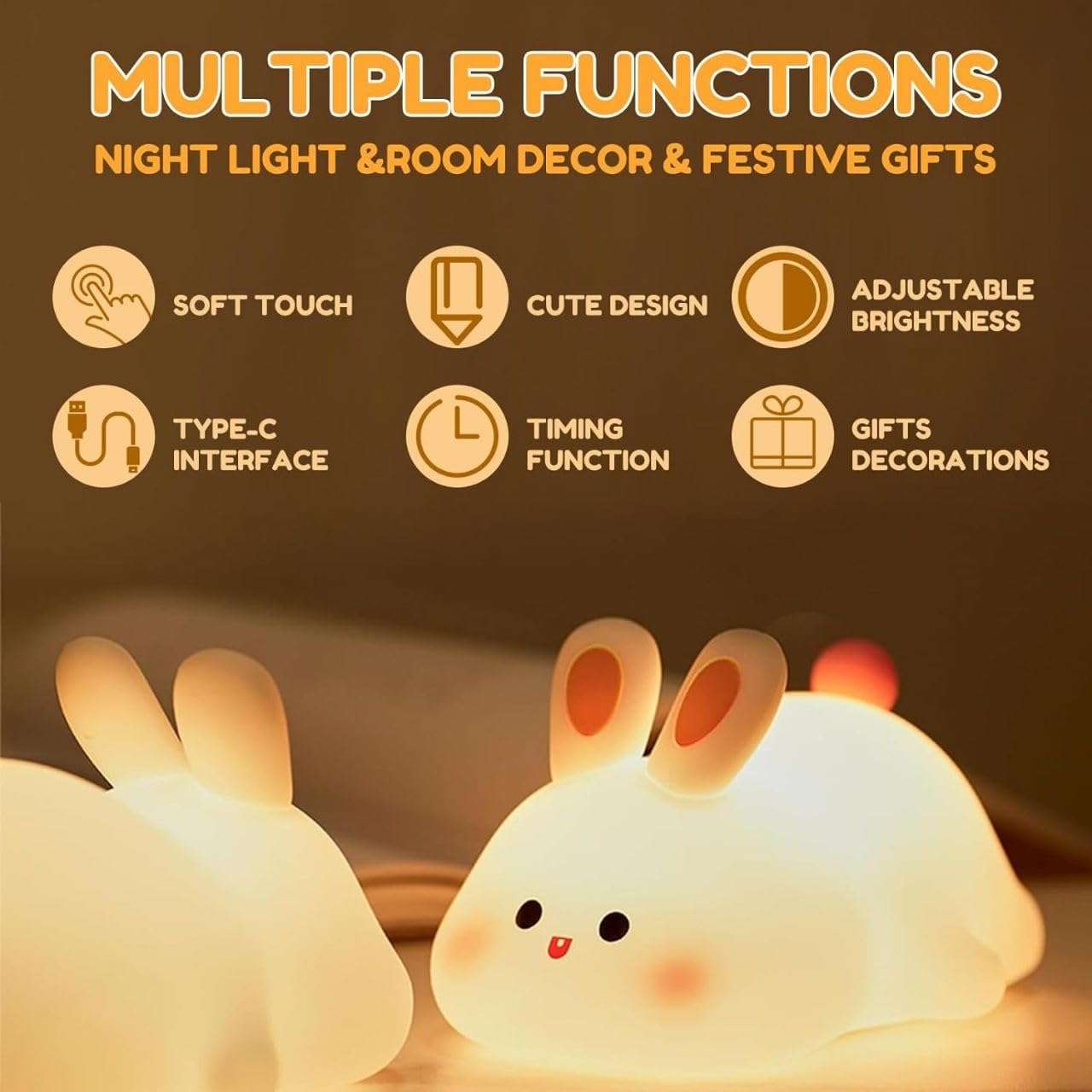 USB Rechargeable Cute Silicon Rabbit Desk Lamp - Link Lift Shop