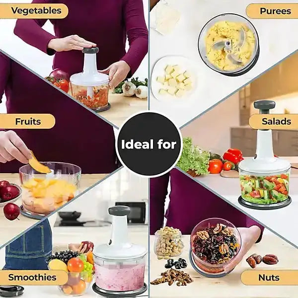 Manual Food Chopper Speedy Chopper with 3 Curved Stainless Steel Blades - Link Lift Shop
