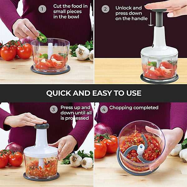 Manual Food Chopper Speedy Chopper with 3 Curved Stainless Steel Blades - Link Lift Shop