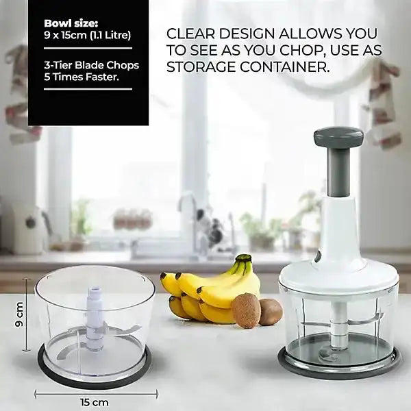 Manual Food Chopper Speedy Chopper with 3 Curved Stainless Steel Blades - Link Lift Shop